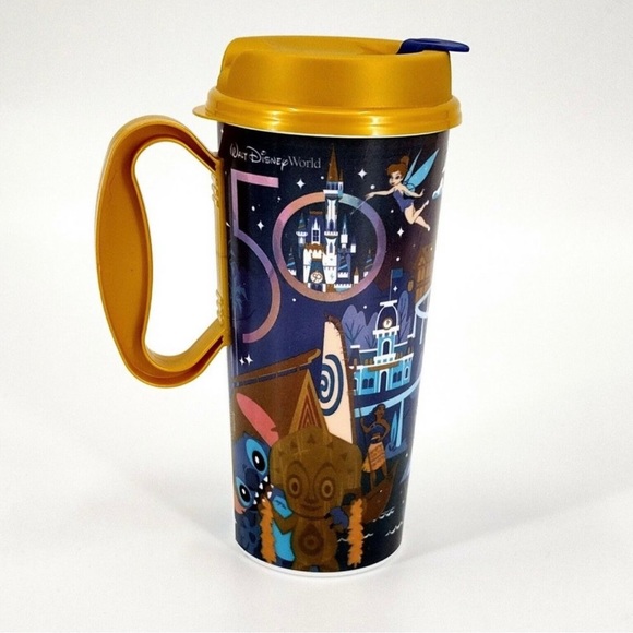 SOLD - Disneys 50th anniversary mug with gold lid - Picture 1 of 3